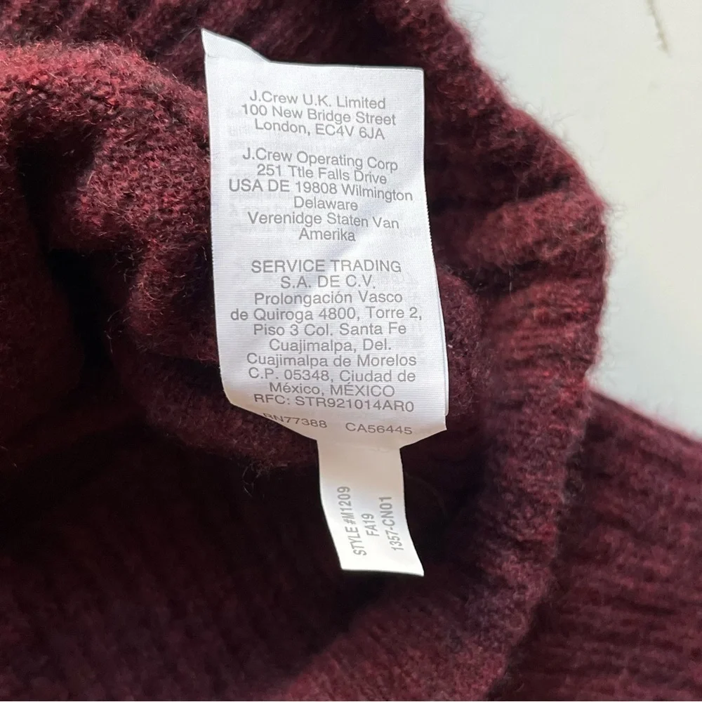 J.Crew Maroon Alpaca Blend Sweater Size Small